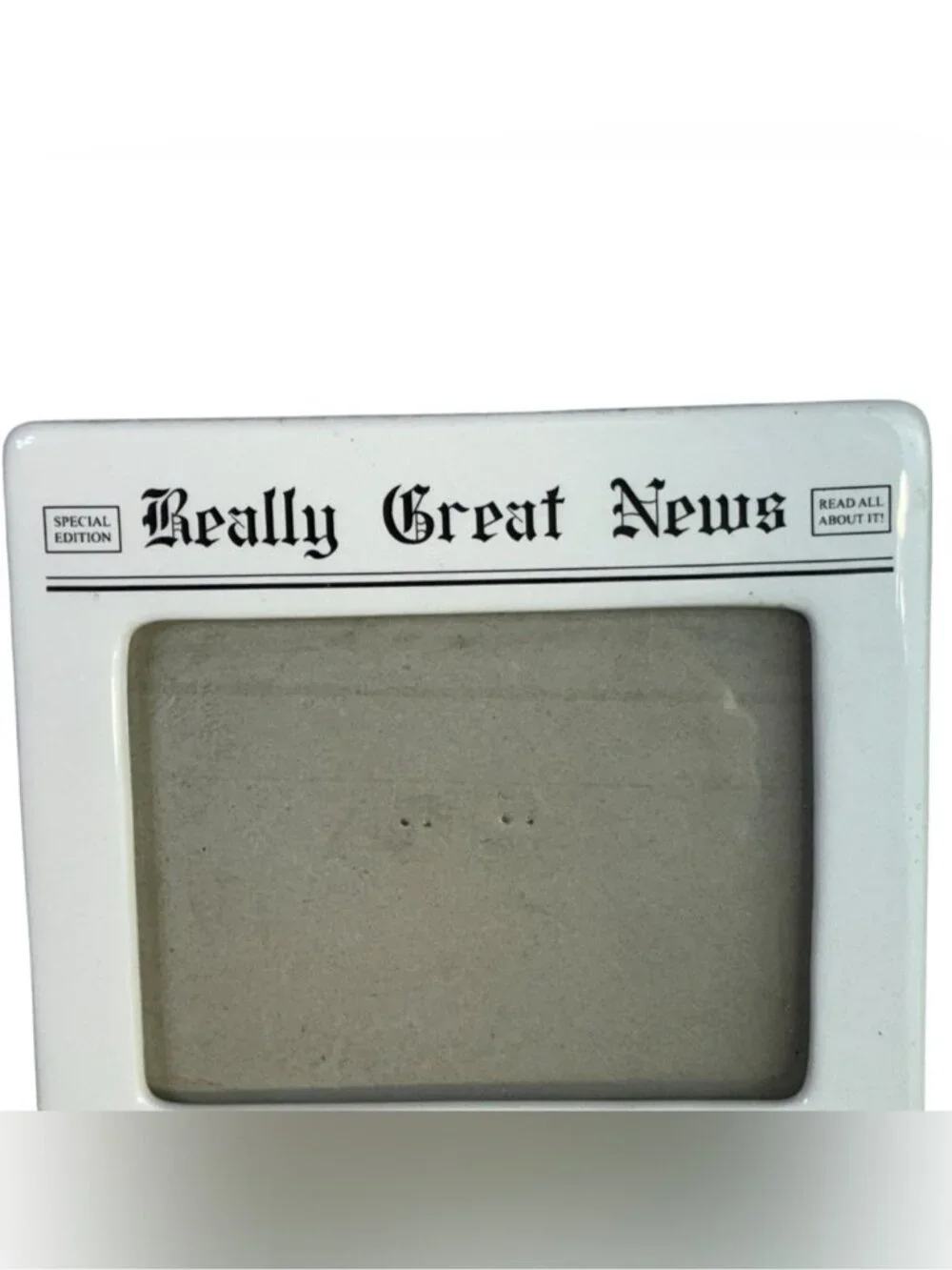 Retirement Photo Frame Vintage Enesco Ceramic Glass Cover Square White Black